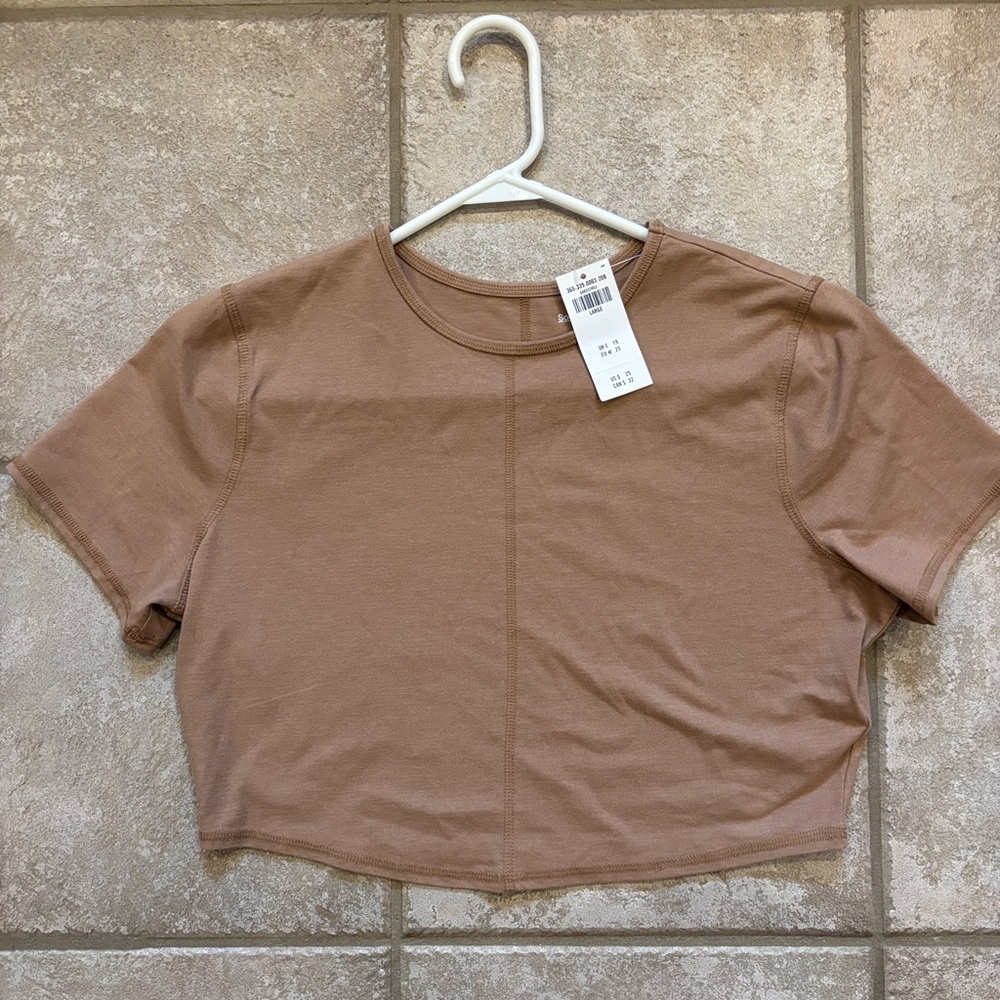 Hollister Tan Short Sleeve Crop Top
